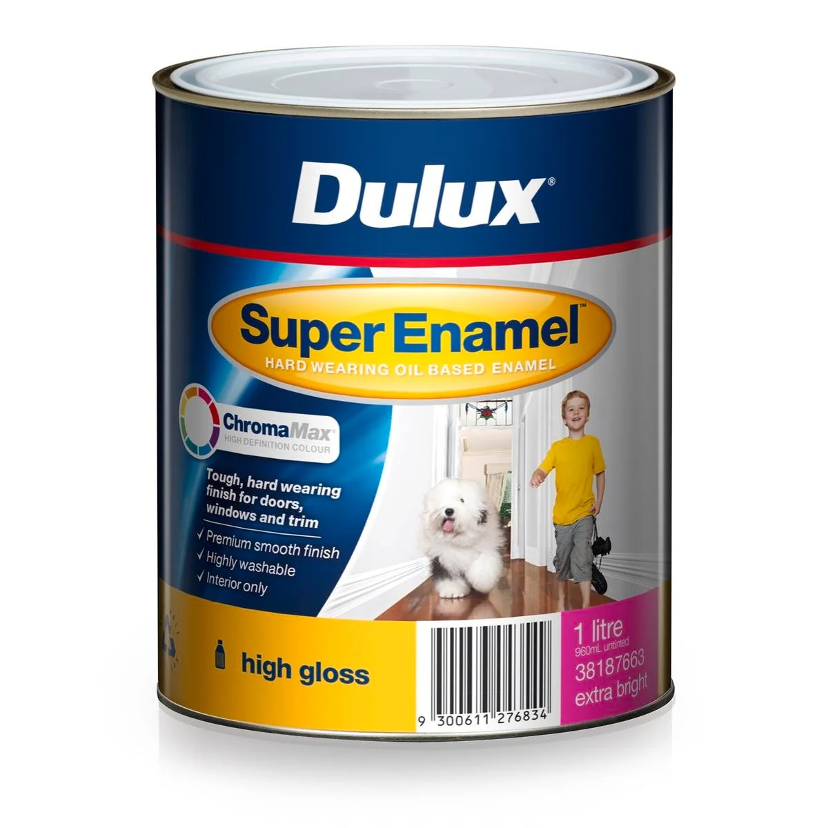Dulux Extra Bright High Gloss Enamel Paint 1L Oil Based Washable