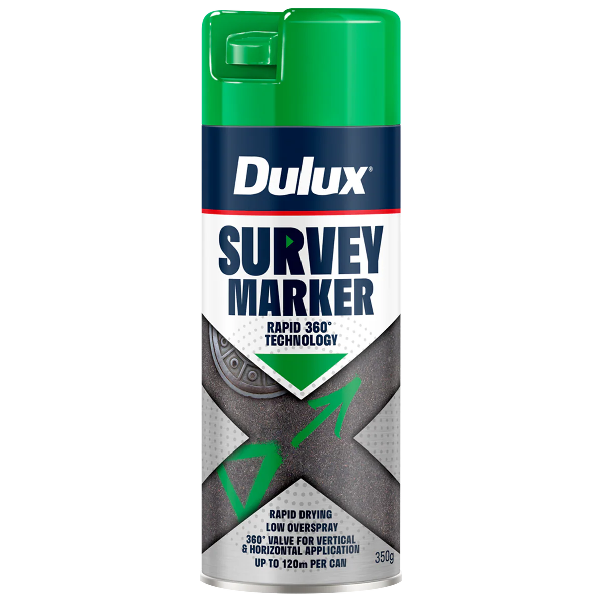 Dulux Green Spray Survey Marker - 350g Aerosol Paint - High Visibility