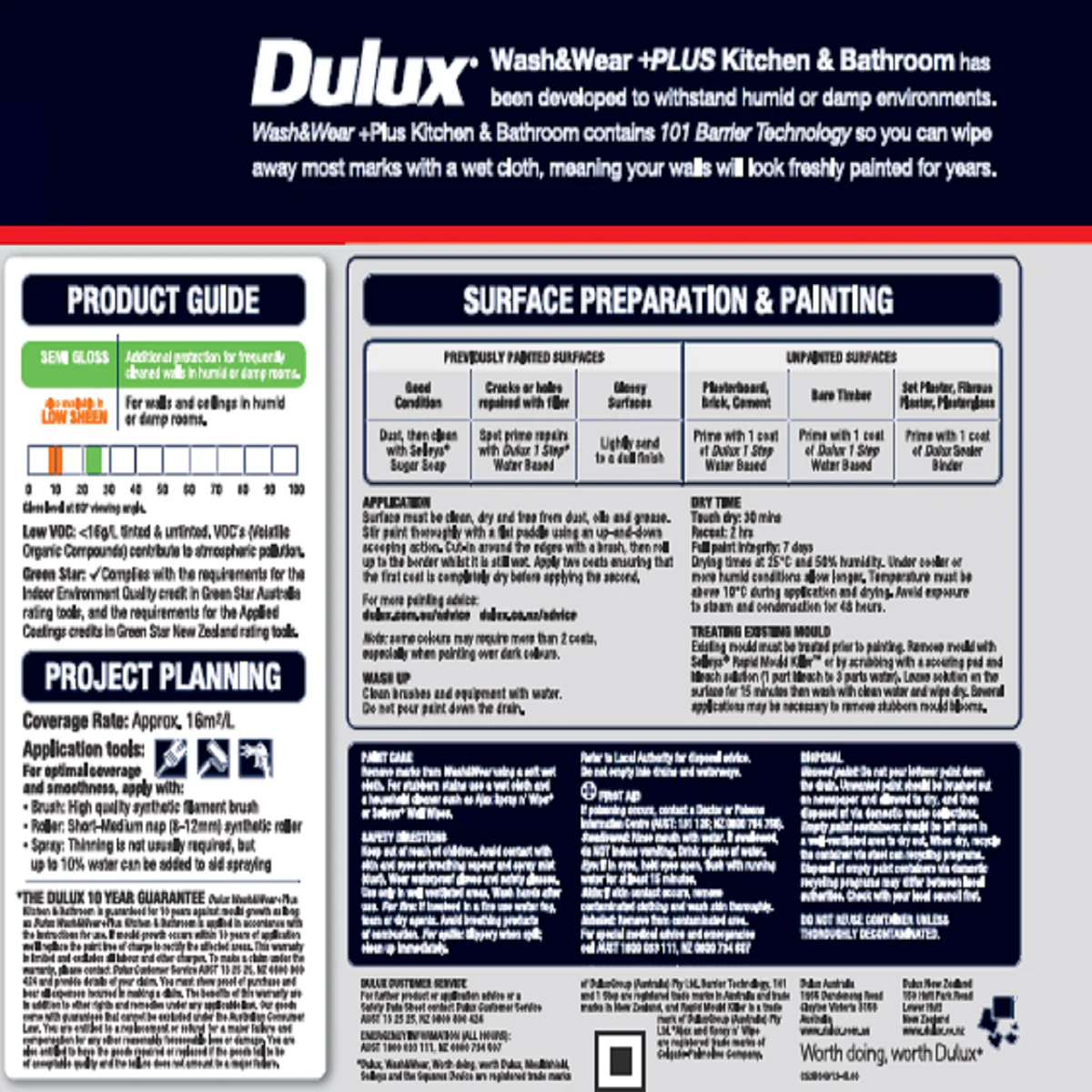 Dulux Interior Paint Wash Wear Plus 2L Semi Gloss Vivid White - Image 3