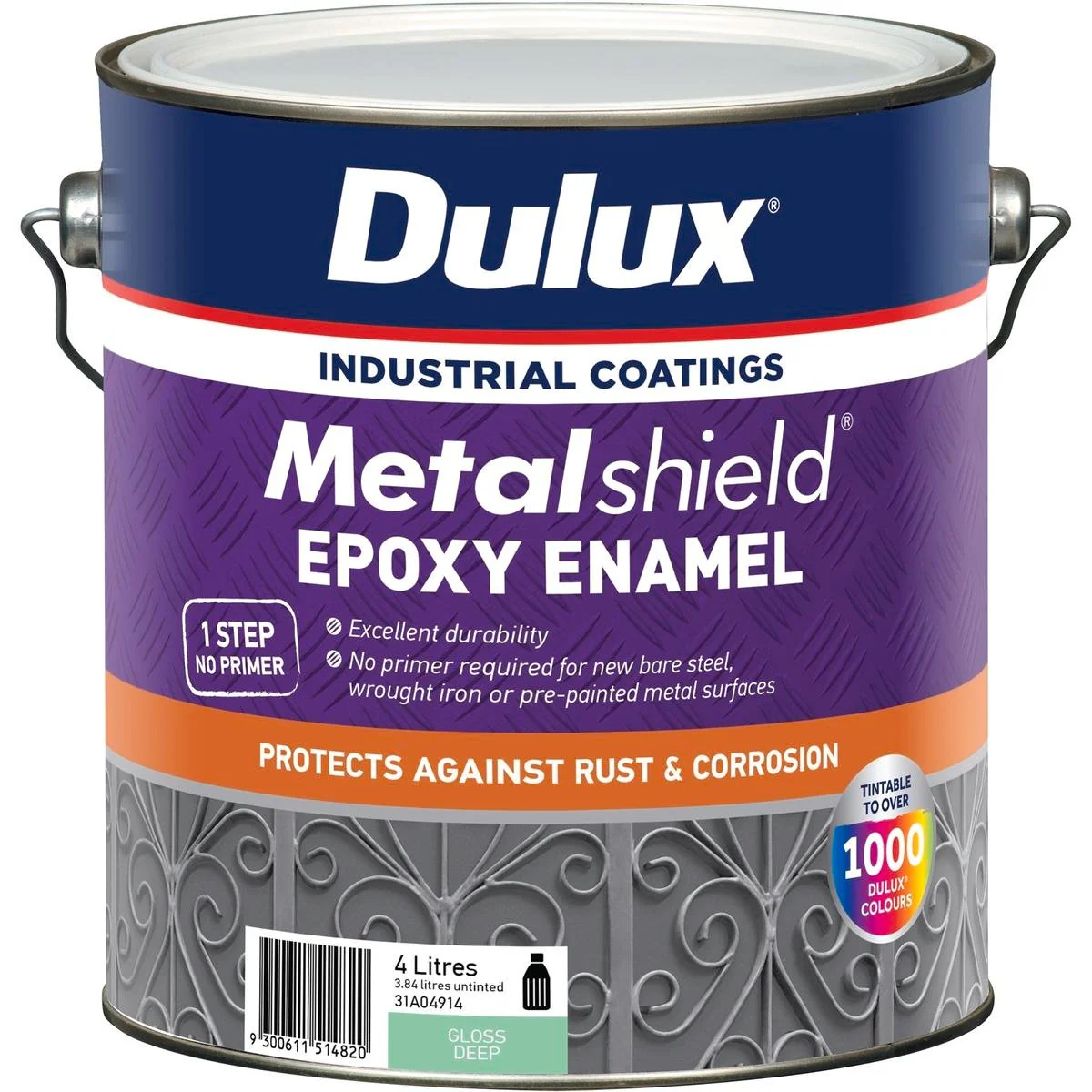 Dulux Metalshield Epoxy Enamel Gloss Paint 4L Deep Durable Finish