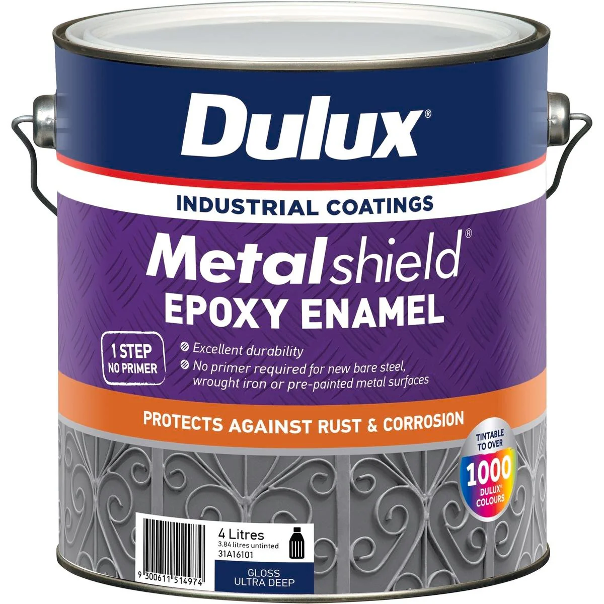 Dulux Metalshield Epoxy Enamel Gloss Paint 4L Ultra Deep Durable