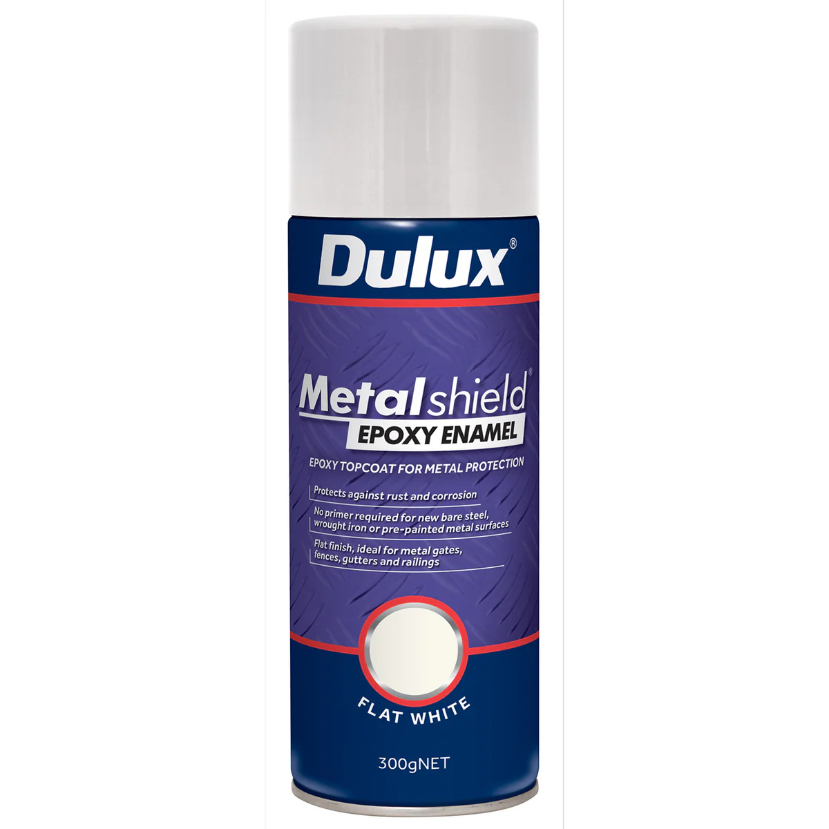 Dulux Metalshield Epoxy Enamel Spray Paint 300g Flat White Durable Finish