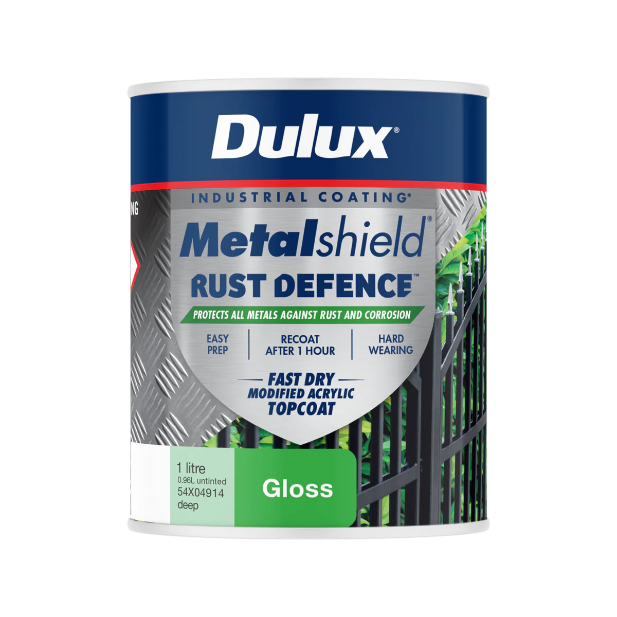 Dulux Metalshield Rust Defence - 1L Deep Base Gloss - Fast-Drying Protection
