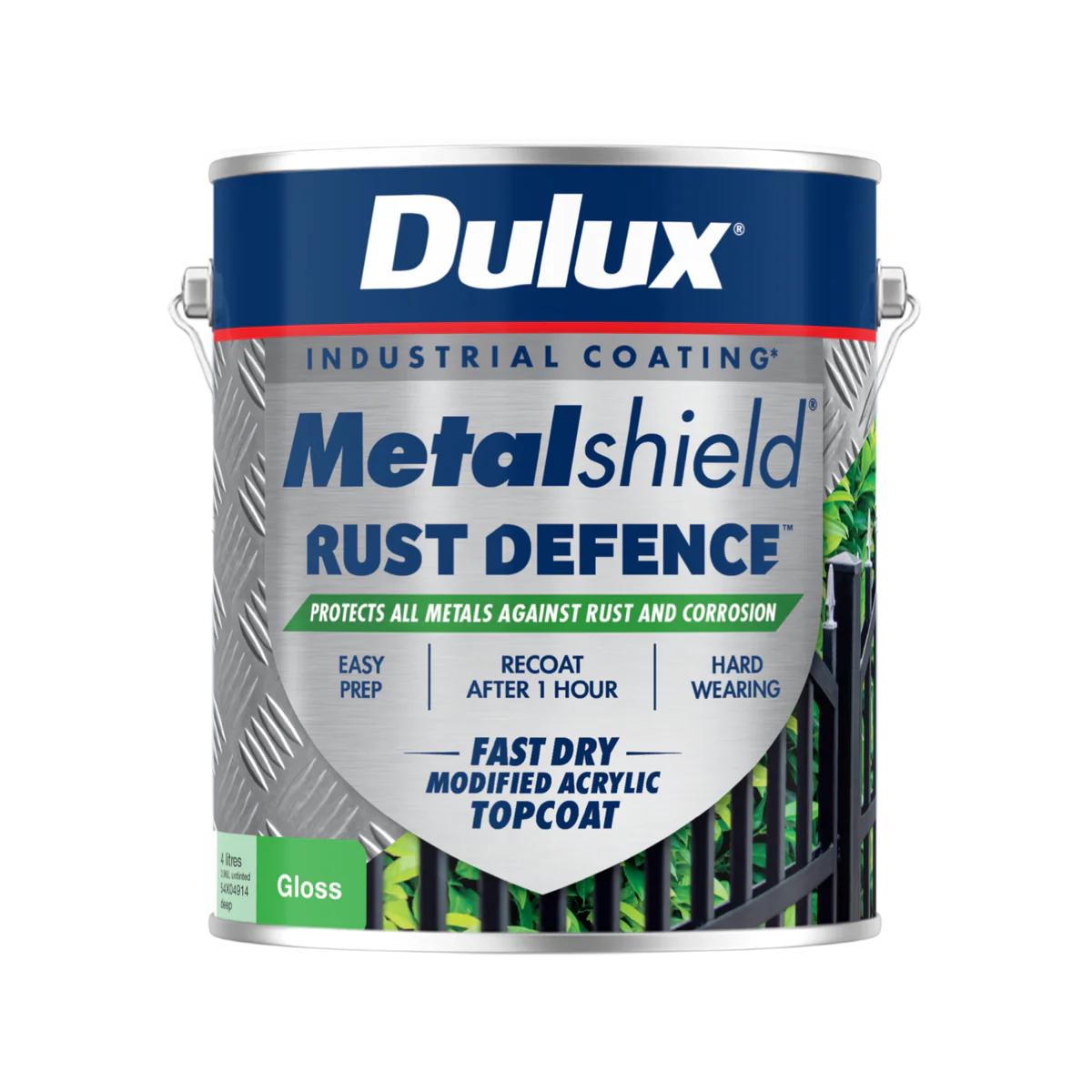 Dulux Metalshield Rust Defence - 4L Deep Base Gloss - Fast-Drying Protection
