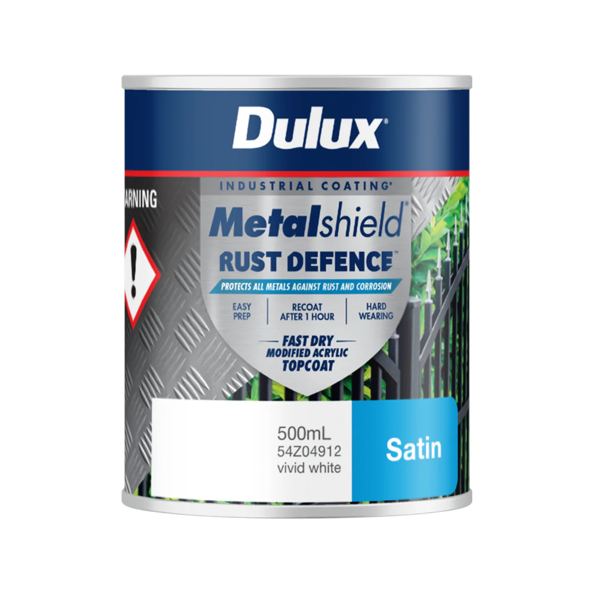 Dulux Metalshield Rust Defence 500ml White Satin - Fast-Drying Protection