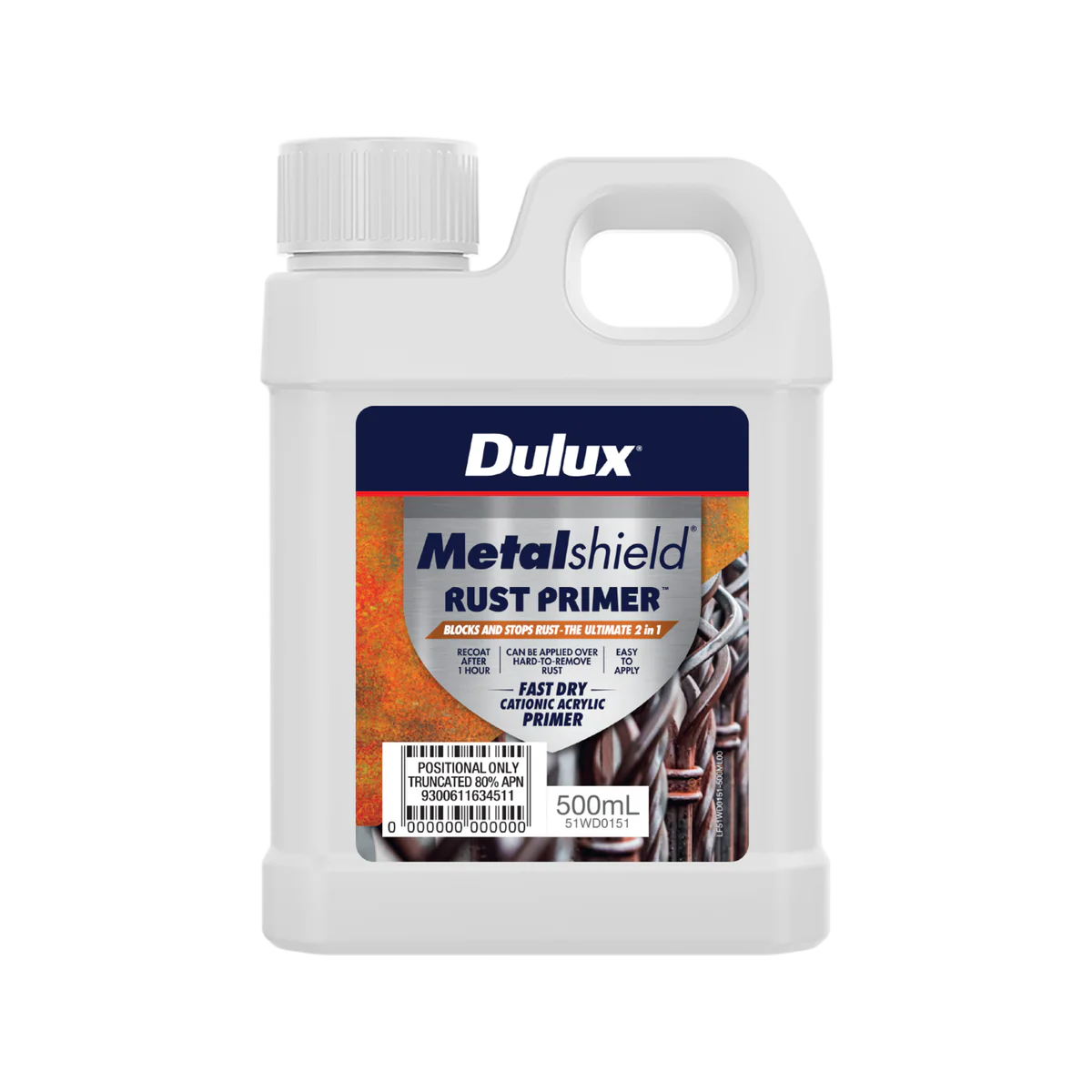 Dulux Metalshield Rust Defence Primer - 1L - Fast-Drying - White