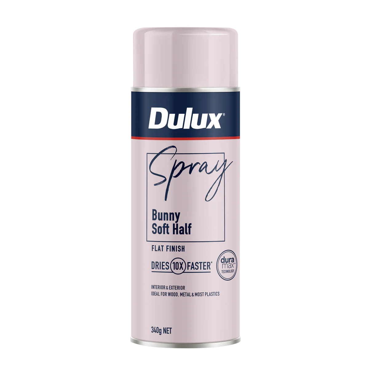 Dulux Spray Paint 340g Flat Bunny Soft Half - Fast Drying - Self-Priming