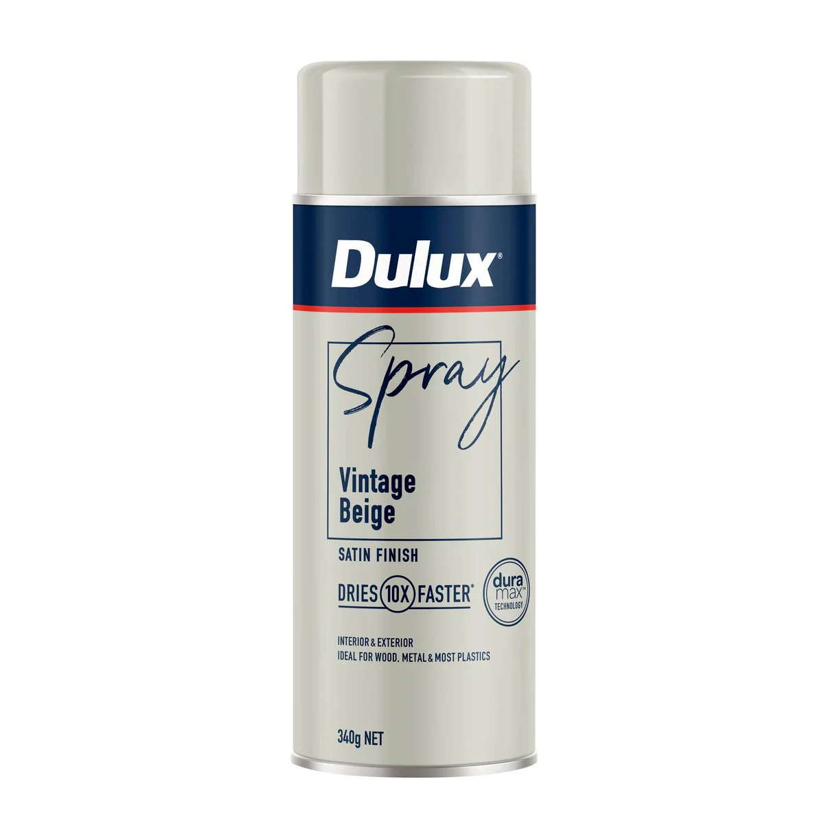 Dulux Spray Paint 340g Satin Vintage Beige - Fast Drying - Self-Priming