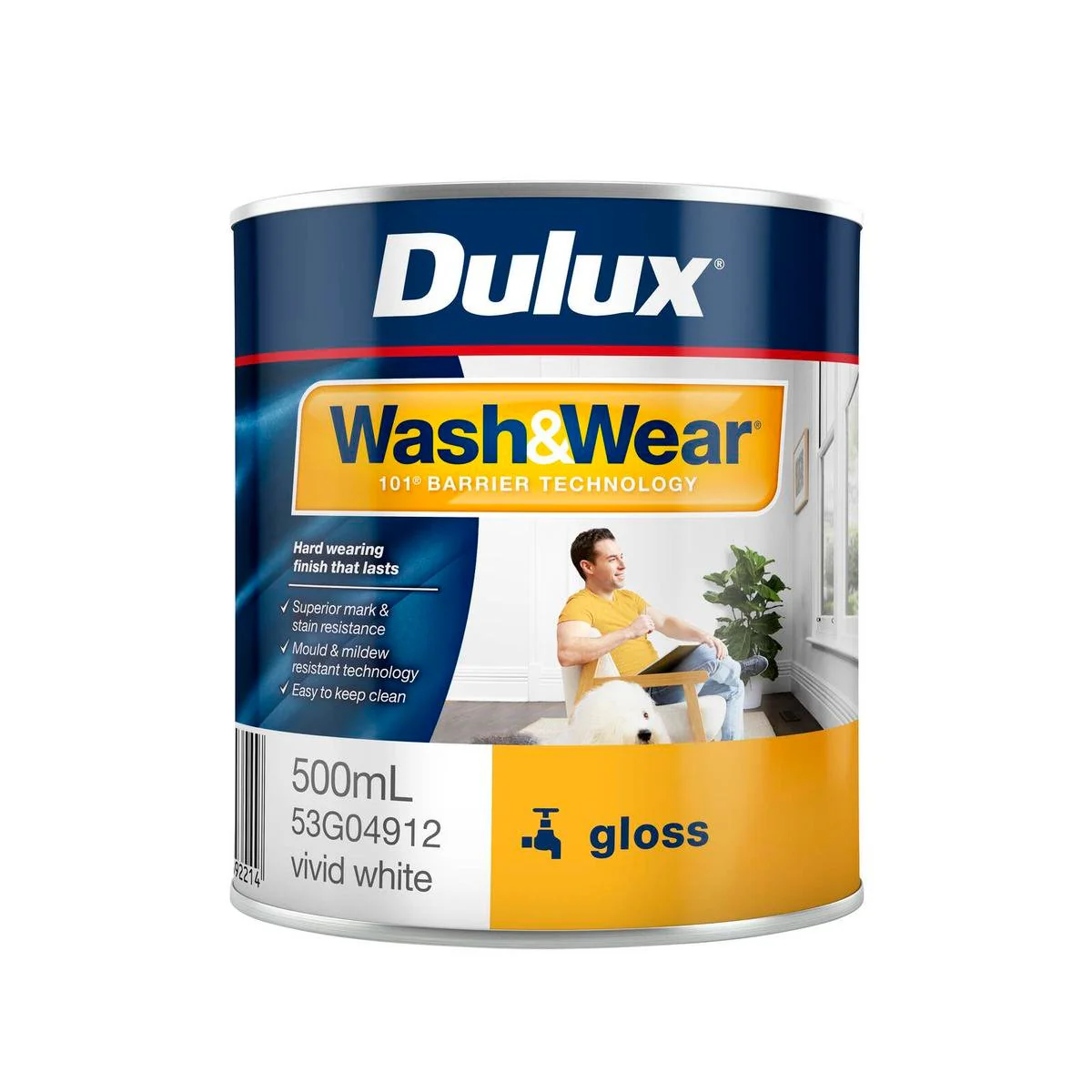 Dulux Vivid White Wash Wear Gloss Interior Paint 500ml - 0.5L - Stain Resistant