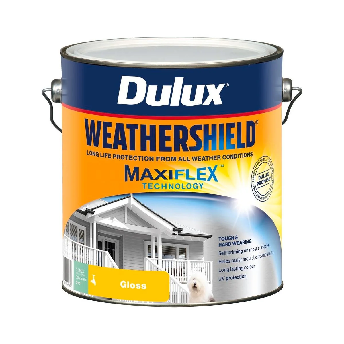 Dulux Weathershield Exterior Paint - Deep Gloss - 4L - 205mm x 198mm x 180mm