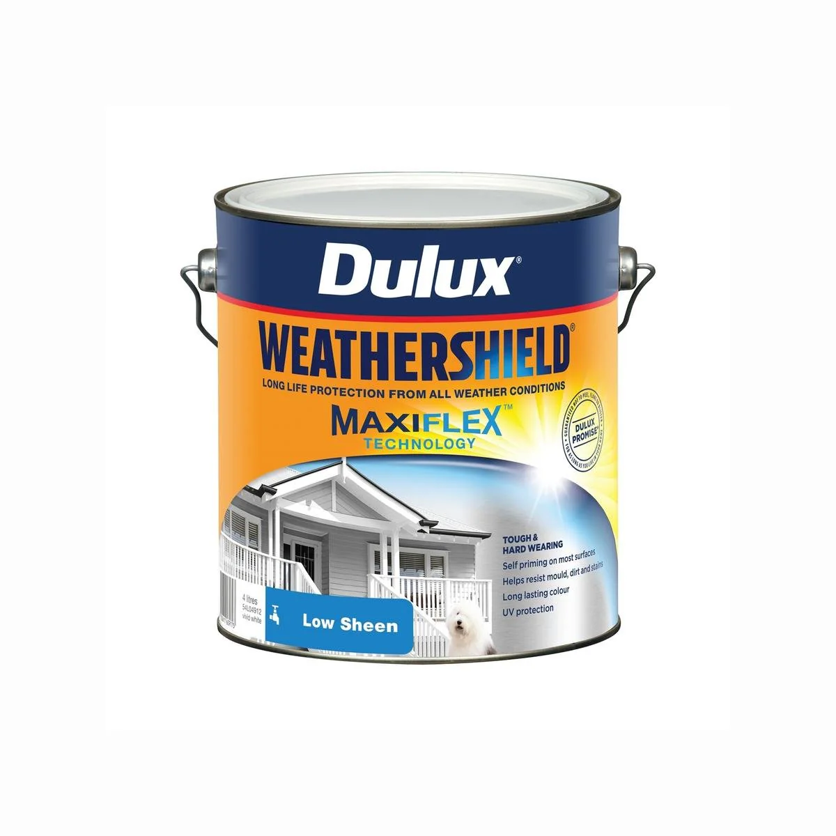 Dulux Weathershield Low Sheen Exterior Paint 4L - Vivid White - 4L