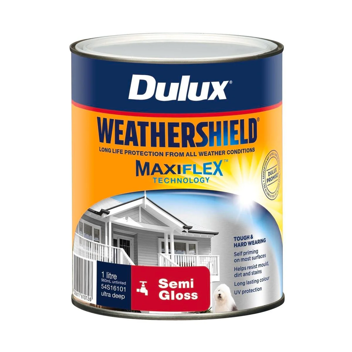 Dulux Weathershield Semi Gloss Exterior Paint 1L Ultra Deep 110mm x 137mm
