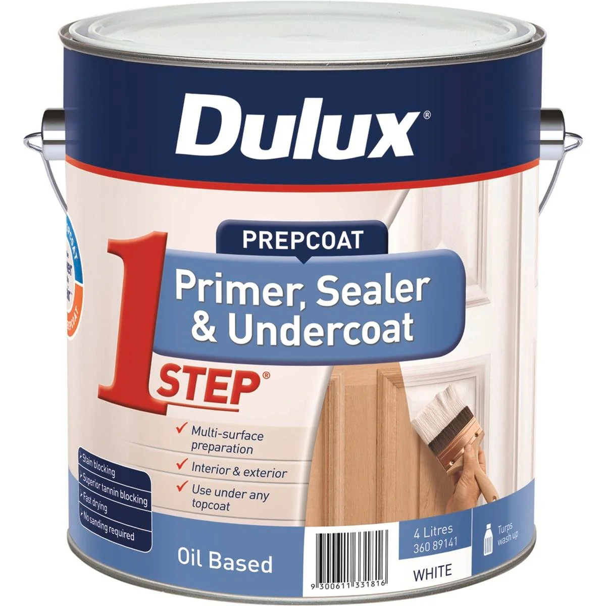 Dulux White Prepcoat 4L Oil Based Primer Sealer - Fast Drying - Multi-Surface