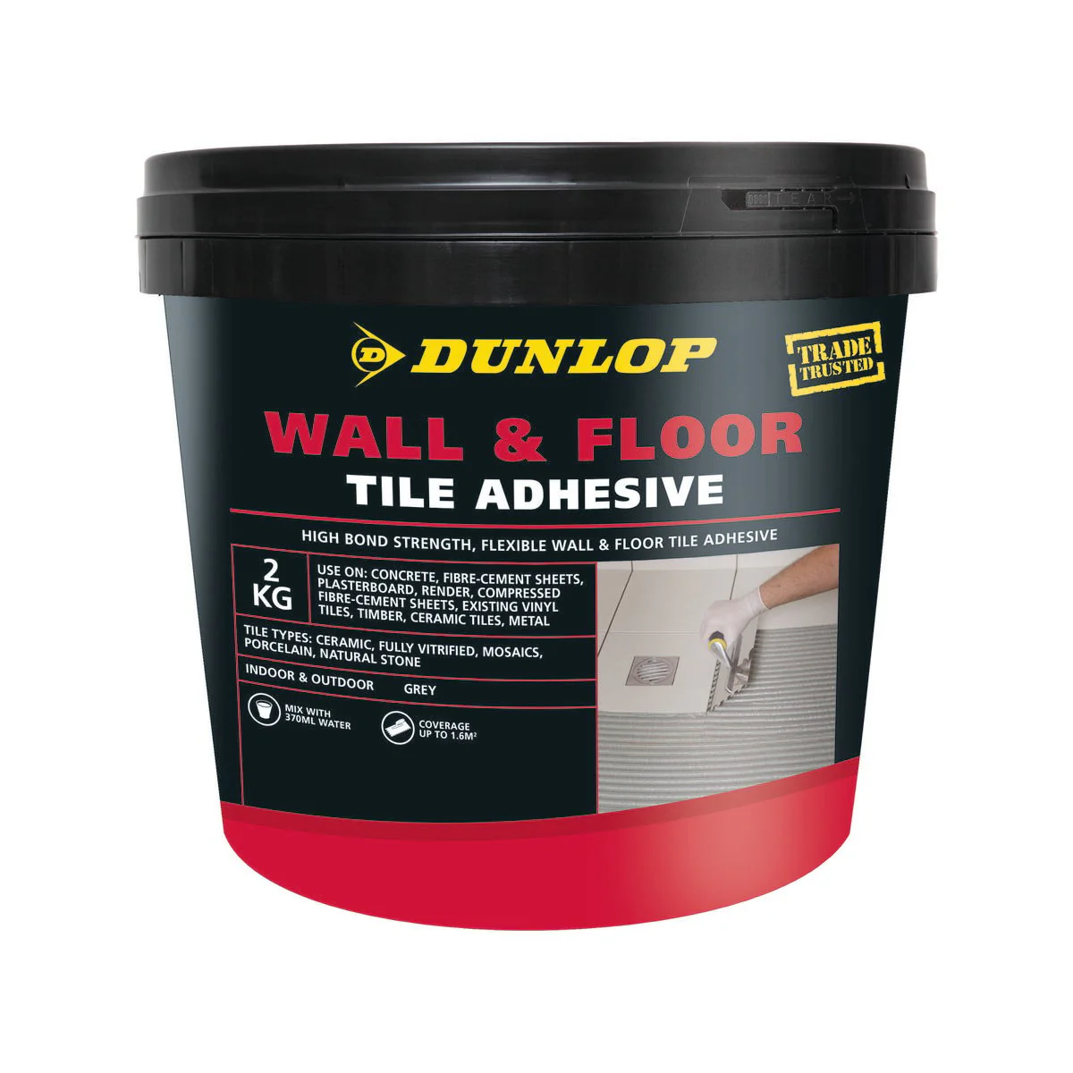 Dunlop Wall and Floor Tile Adhesive - 2kg - Portland Cement - Flexible