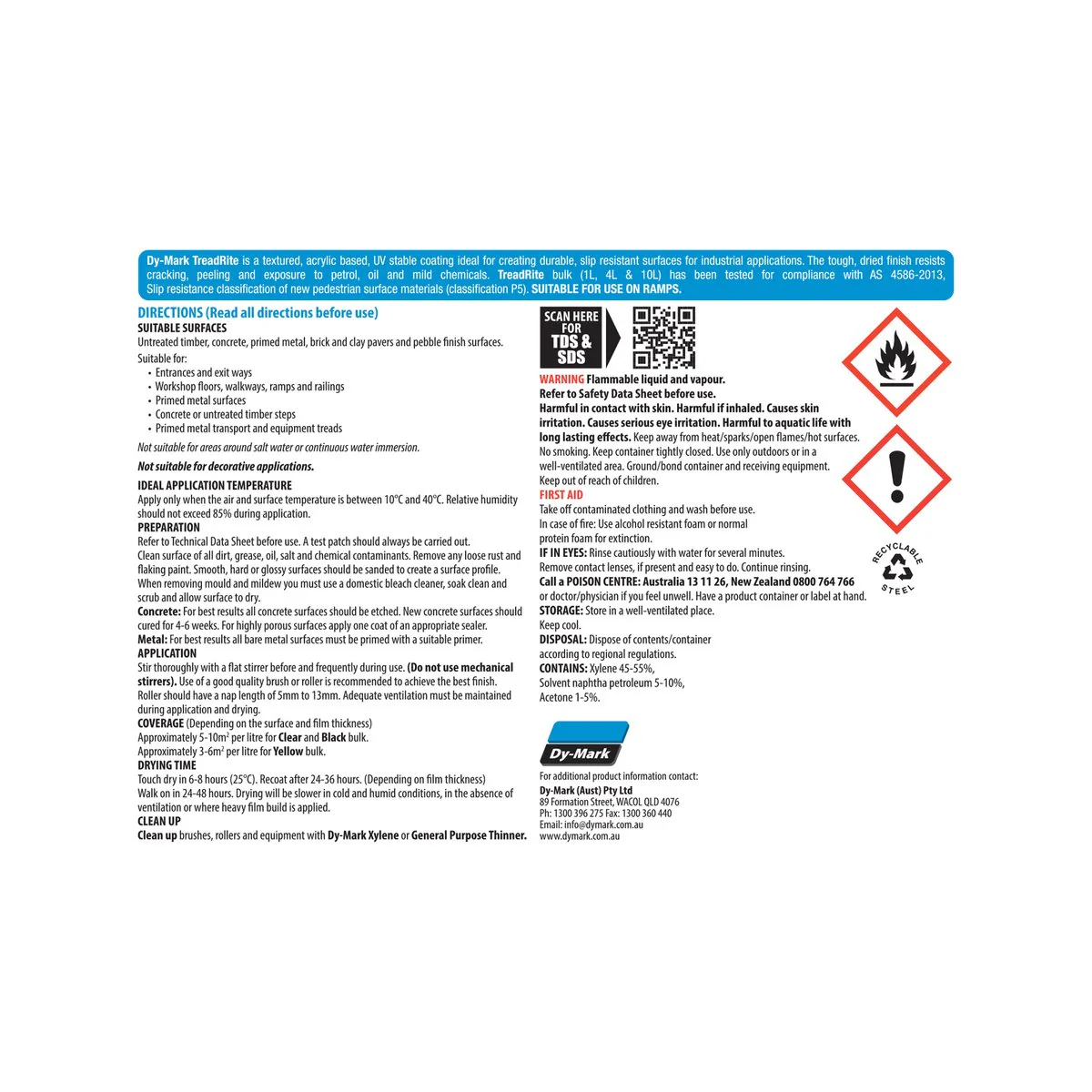 Dy-Mark TreadRite 1L Black Paving Paint - Slip-Resistant Coating - Image 2