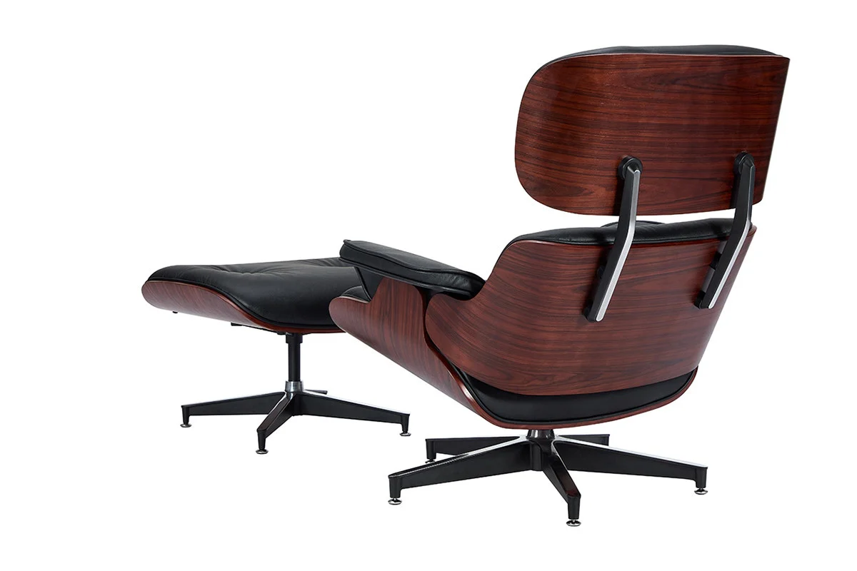 Eames Leather Lounge Chair & Ottoman - Black/Rosewood - Image 11