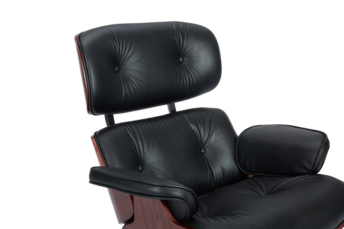 Eames Leather Lounge Chair & Ottoman - Black/Rosewood - Image 12