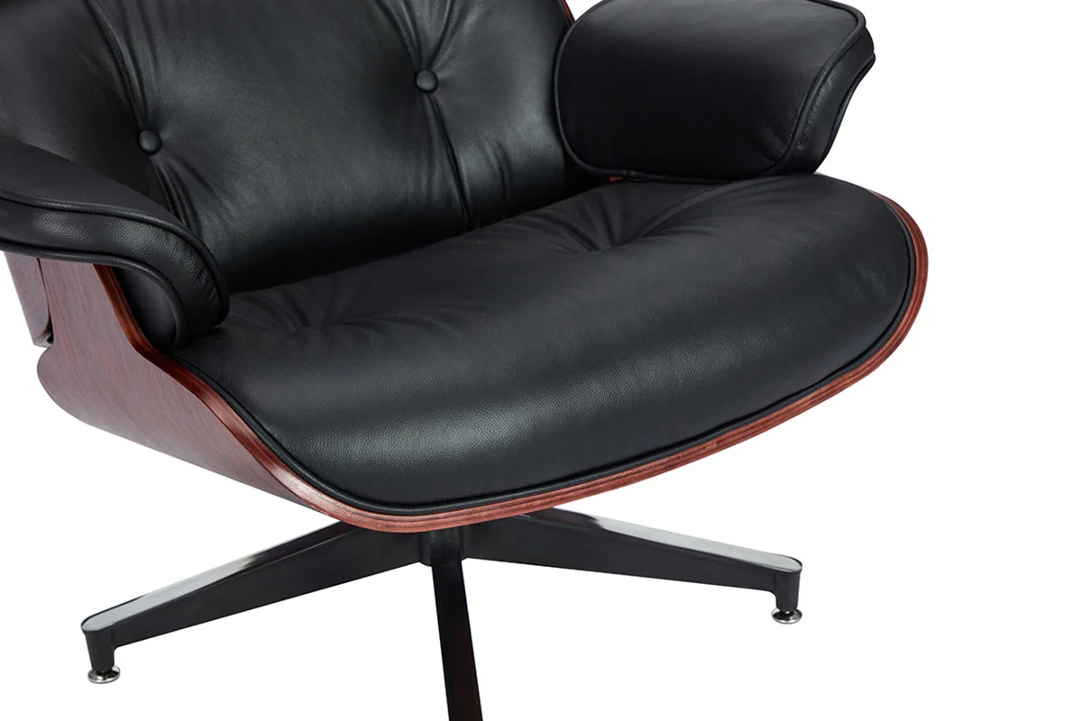 Eames Leather Lounge Chair & Ottoman - Black/Rosewood - Image 13