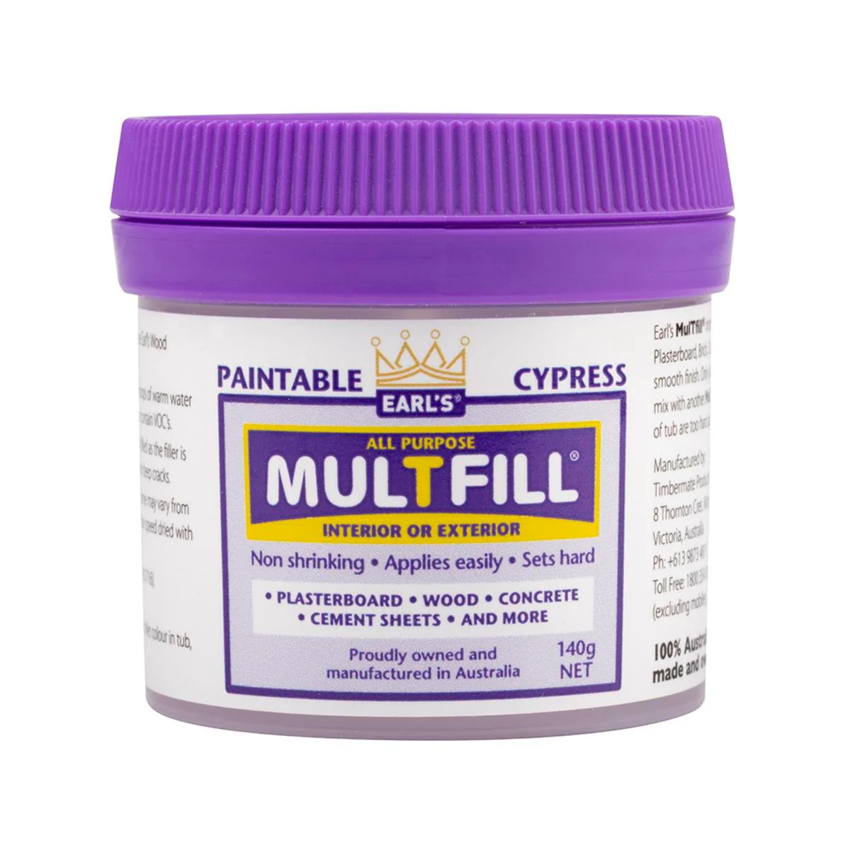Earl S Cypress Multfill Ready to Use Filler 140g - Fine Filler for Various Surfaces