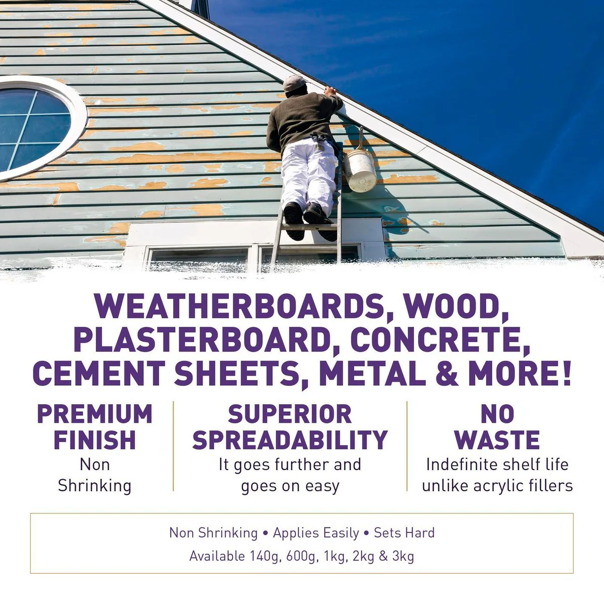 Earl S White Multfill Ready to Use Filler 1kg - 120mm x 83mm x 120mm - Easy Sanding - Image 2