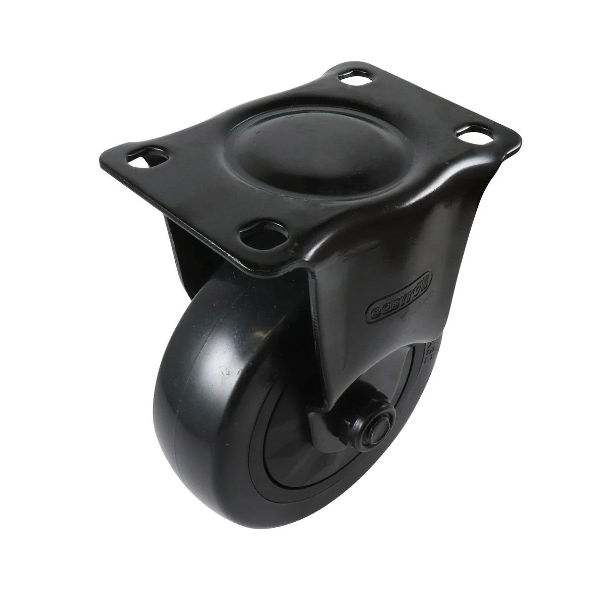 Easyroll 100mm Fixed Castor - Black PVC - Durable & Shock Absorbent