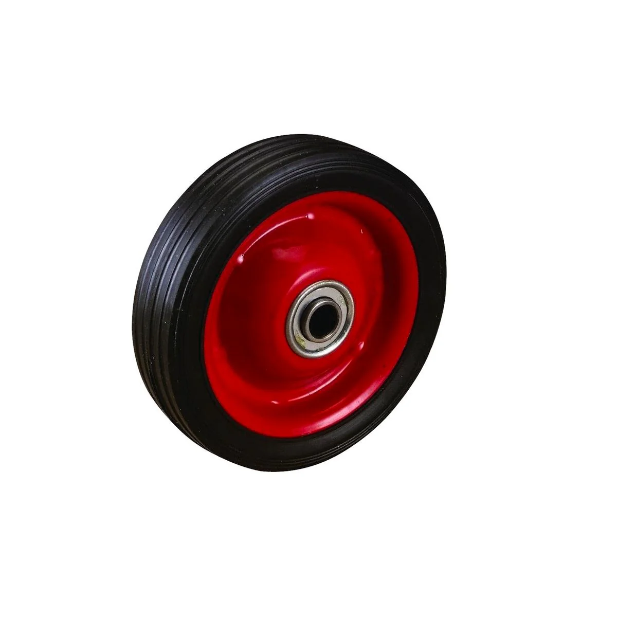 Easyroll 125mm Black Rubber Tyre - Red Metal Centre - Solid - 40kg Load