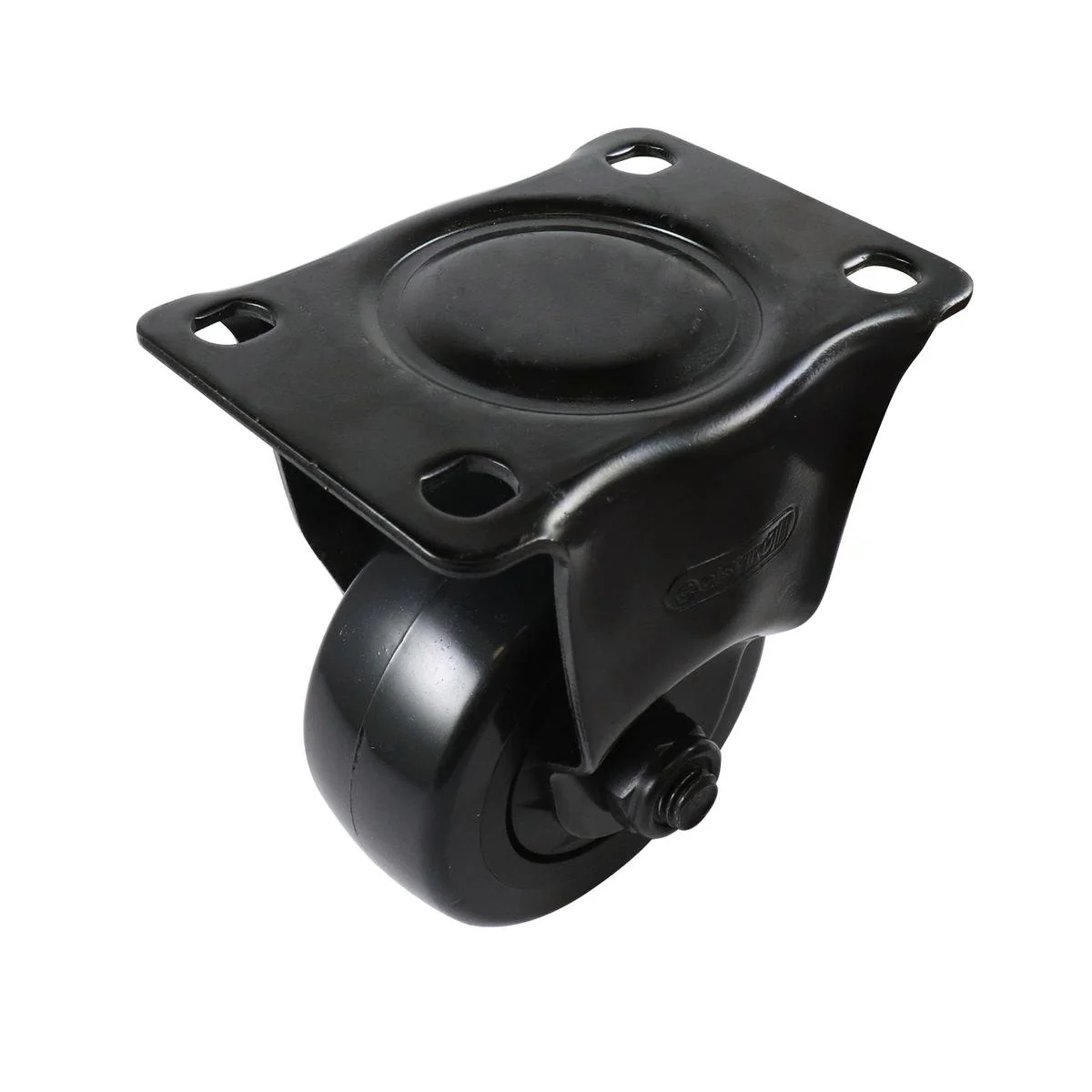 Easyroll 75mm Black PVC Fixed Castor - Durable - Shock Absorption - 80kg Load