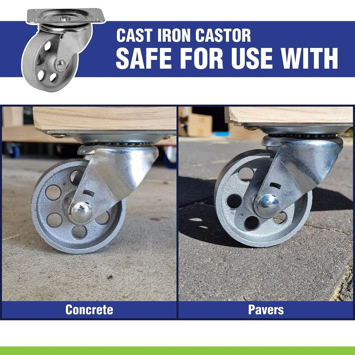 Easyroll Castor - 75mm - Cast Iron - High Load Capacity - Image 5