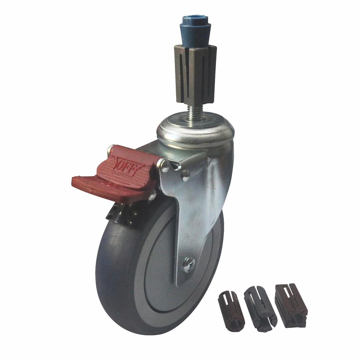 Easyroll Castor Xpan Kit - 125mm - Grey Rubber - Smooth Rolling