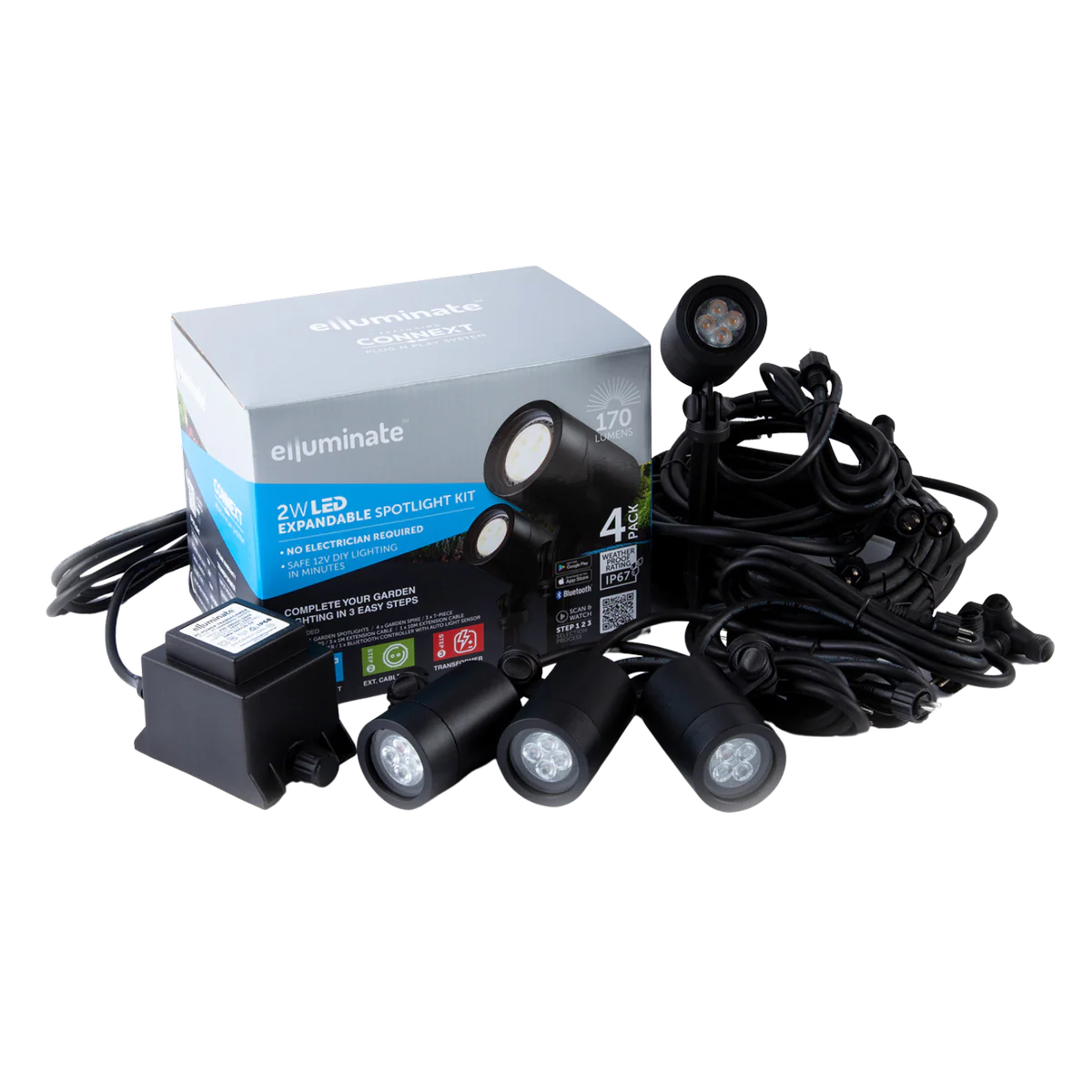 Elluminate Bluetooth Spotlight Garden Kit 4 Pack - 5mm x 10mm x 6mm - Black