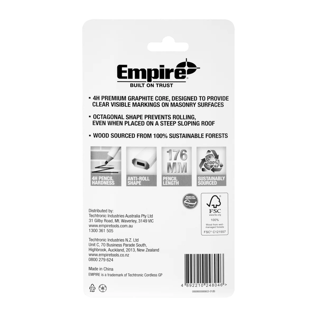 Empire 10 Piece 4H Hard Masonry Pencil Pack - 176mm - Breakage Resistant - Image 2