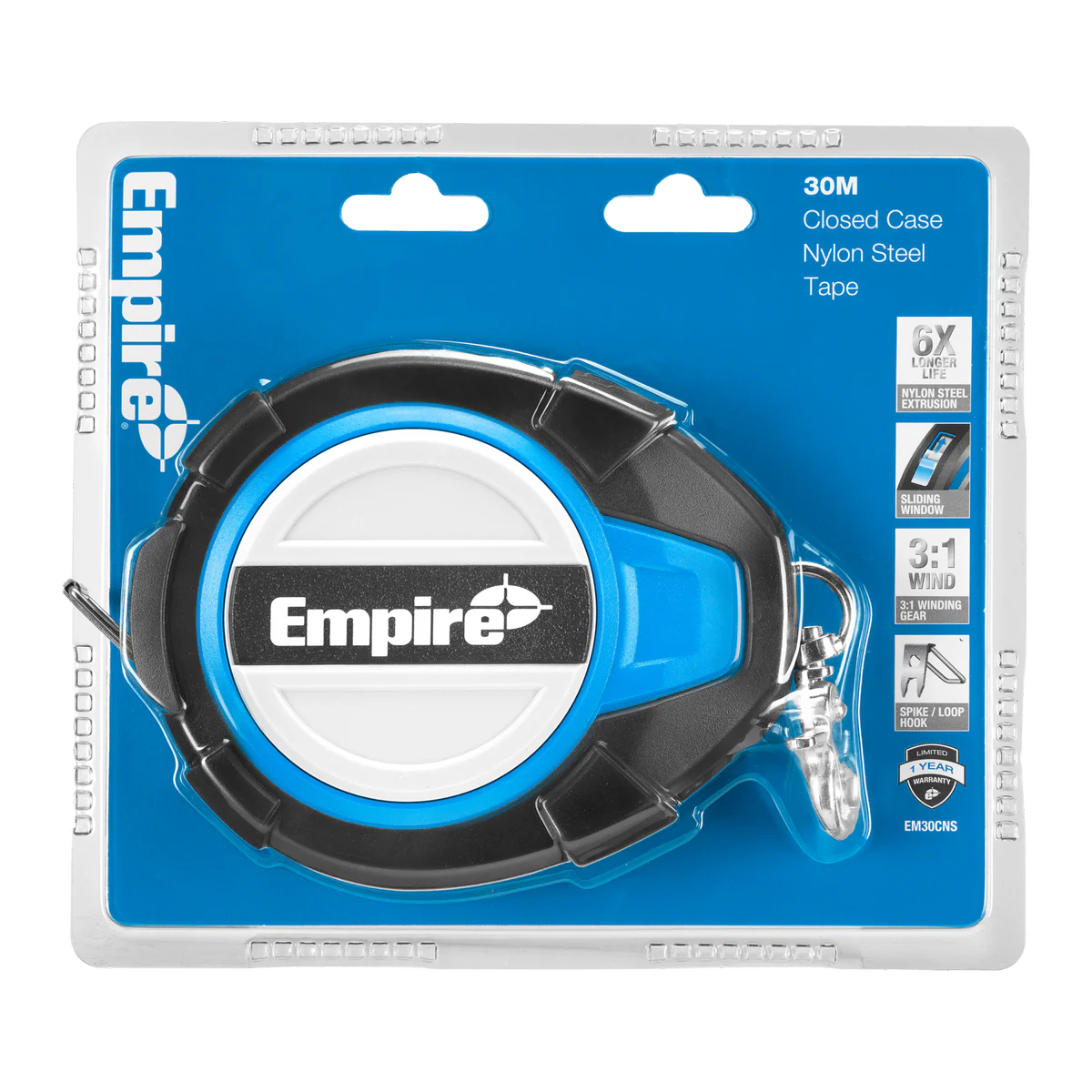 Empire 30m Closed Case Long Steel Tape Measure - Durable Steel Blade - Image 2