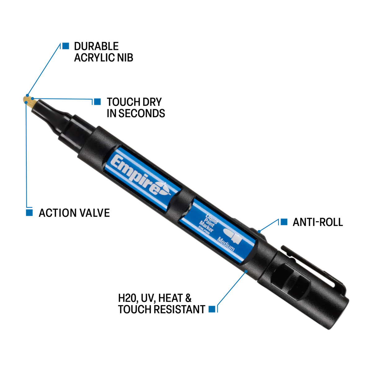 Empire Black Liquid Paint Marker - 21mm x 147mm - Fast-Drying Ink - Multi-Surface - Image 2