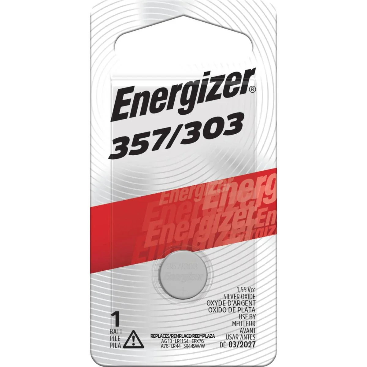 Energizer 357/303 Silver Oxide Button Battery - 1 Pack - 1.5V - Long-Lasting Power