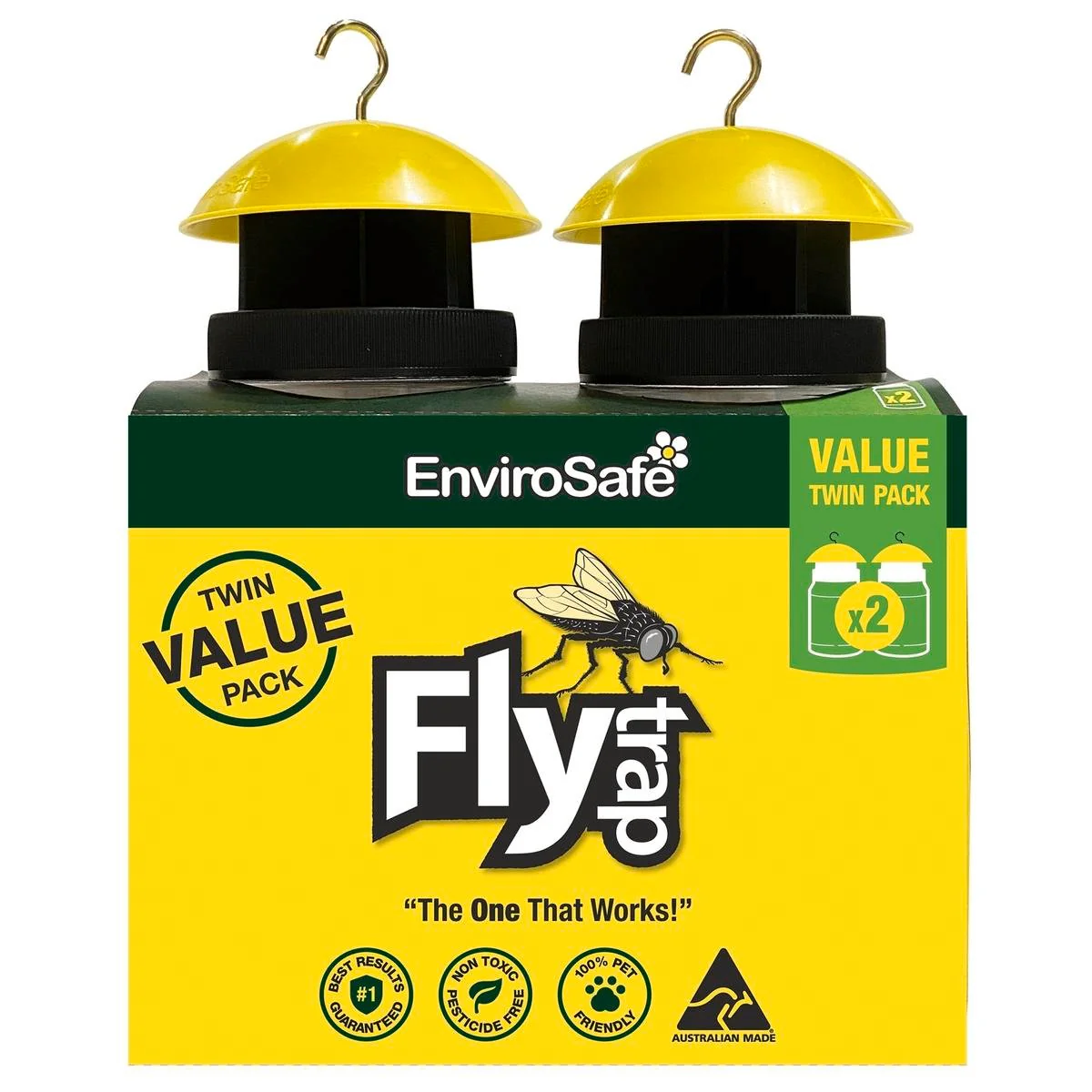 Envirosafe Fly Trap - 180mm x 230mm x 85mm - PET Plastic - Eco-Bait - 2 Pack