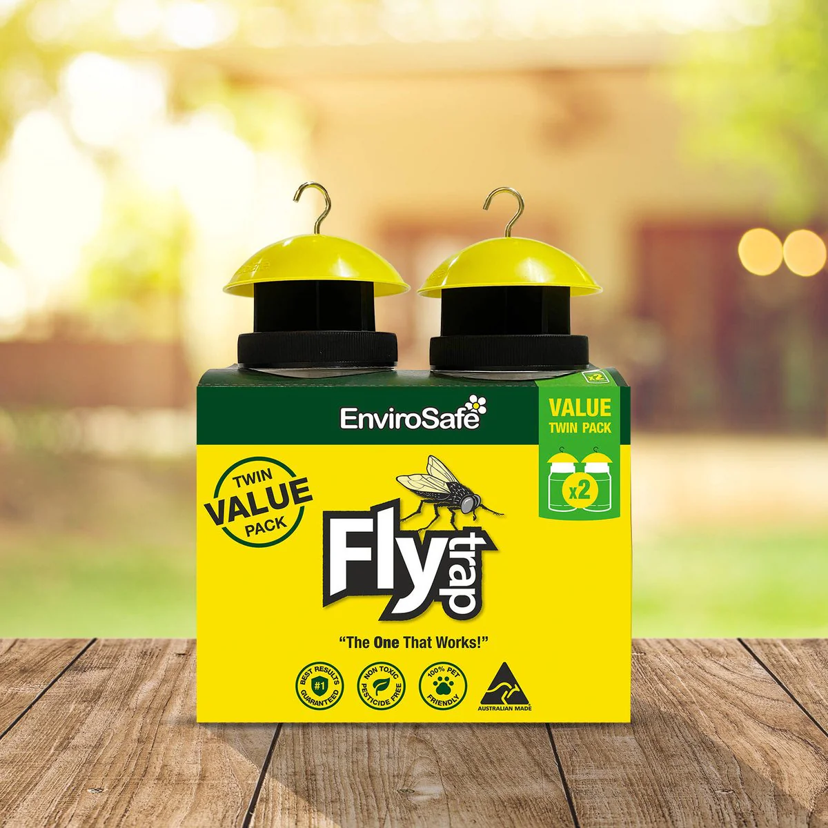 Envirosafe Fly Trap - 180mm x 230mm x 85mm - PET Plastic - Eco-Bait - 2 Pack - Image 2