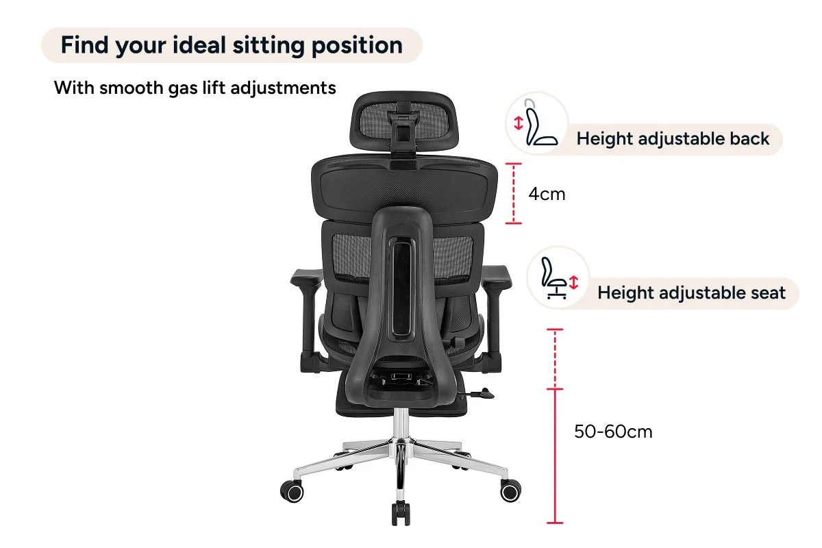 Ergolux Pro Max Ergonomic Mesh Office Chair with Adjustable Footrest - Image 8