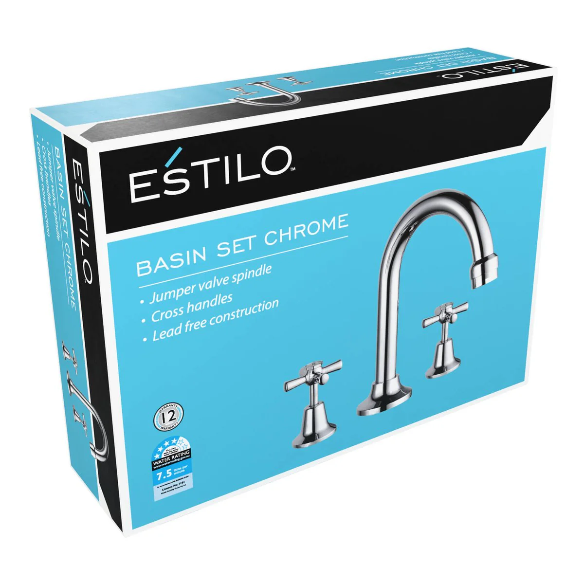 Estilo Chrome Basin Set - 4 Star - 7.5L/min - 116mm Spout Reach - Lead-Free - Image 2