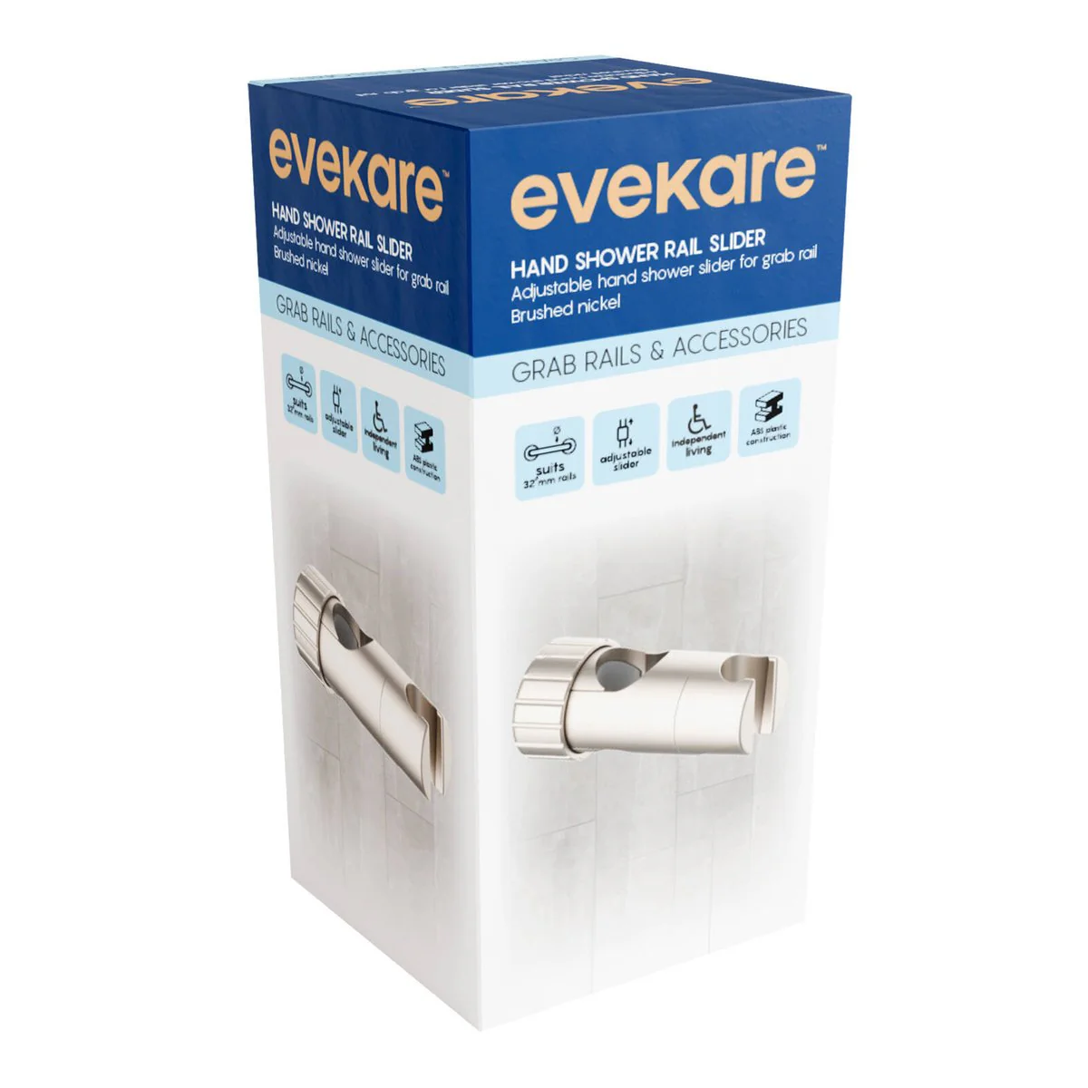 Evekare 32mm Brushed Nickel Shower Slider - Adjustable Hand Shower - Easy Install - Image 2