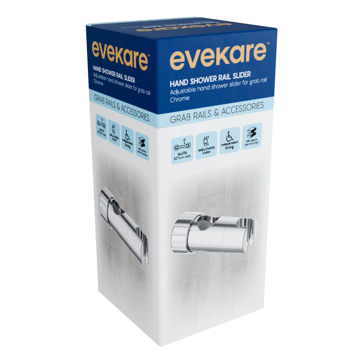 Evekare 32mm Chrome Shower Slider - Adjustable Height - Easy Installation - Image 3