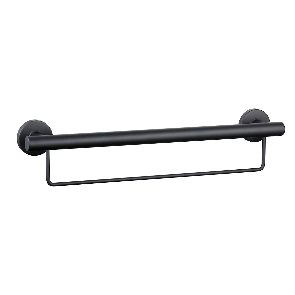 Evekare 600mm Black Towel Rail with Grab Rail - Stainless Steel - 250 kg Capacity