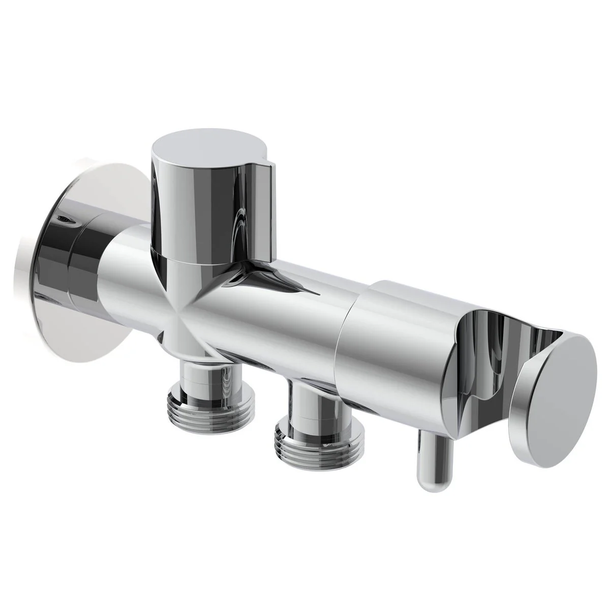 Evekare Chrome Dual Hand Spray Holder & Shut Off Valve - 138mm x 76mm x 43mm - Aged Care Solution