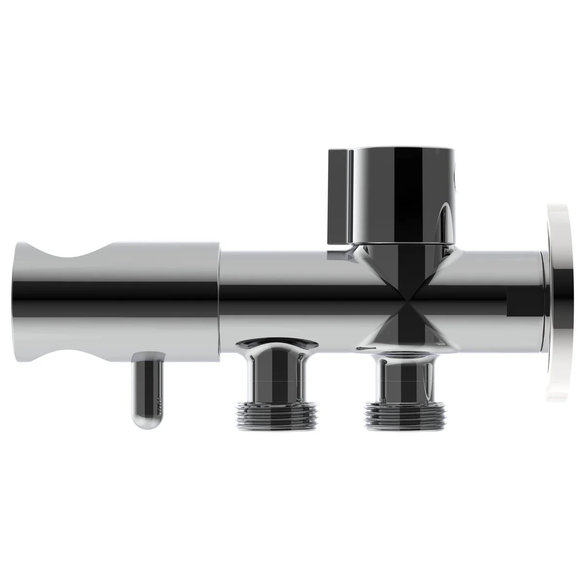 Evekare Chrome Dual Hand Spray Holder & Shut Off Valve - 138mm x 76mm x 43mm - Aged Care Solution - Image 2