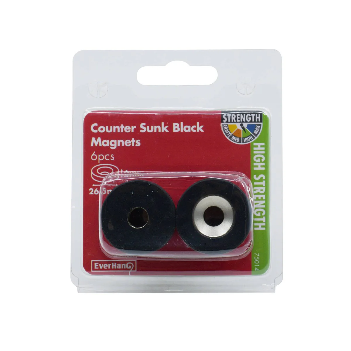 Everhang 26mm Black Counter Sunk Magnetic - 6 Pack - Neodymium - Strong Pull - Image 5