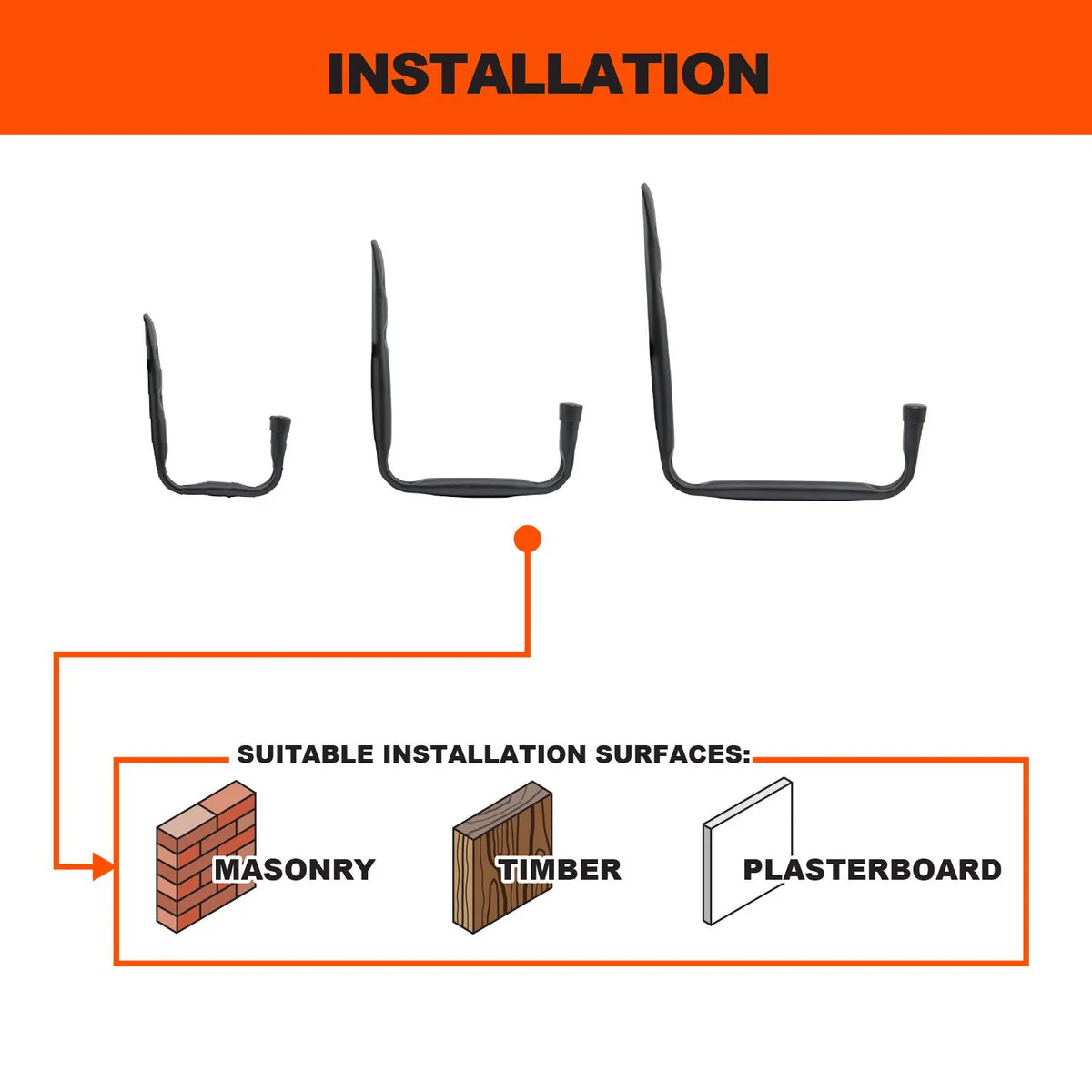 Everhang Black Storage Tube Hook Multi Pack - 3 Hooks - 19mm x 250mm - Durable - Image 5