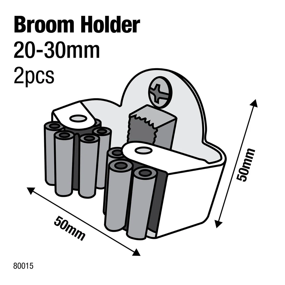 Everhang Broom Holder - 20-30mm - Plastic - Easy Installation - 2 Pack - Image 2