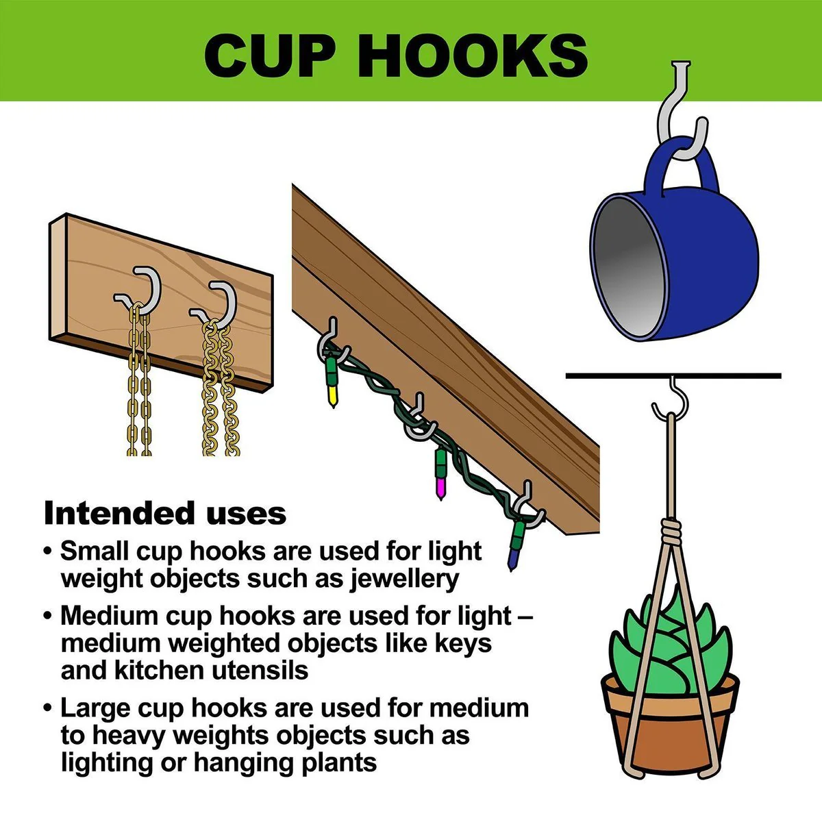 Everhang Cup Hooks - 17mm - Brass Plated - 25 Pack - Image 2