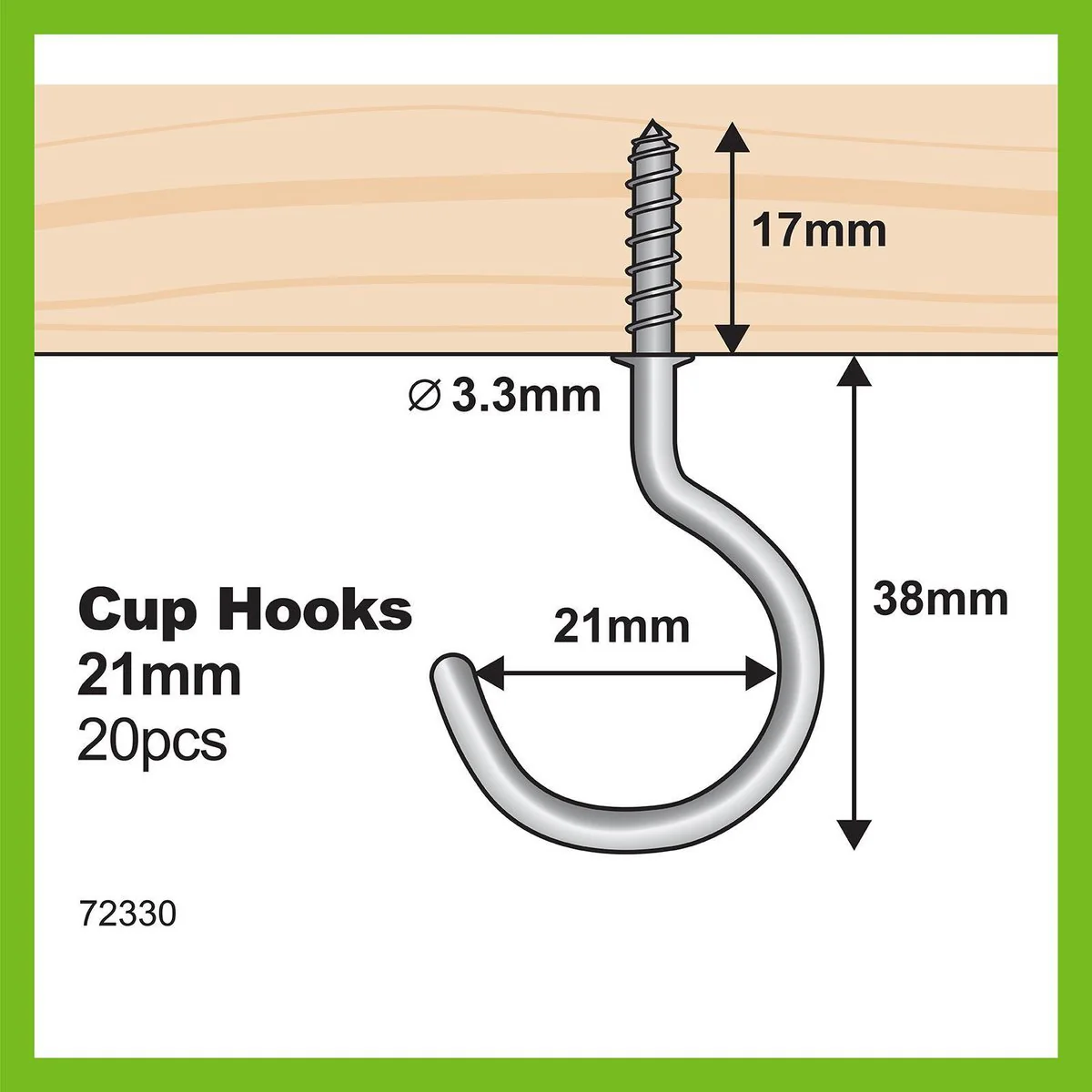 Everhang Cup Hooks - 21mm - Zinc Plated - 20 Pack - Easy to Install - Image 4