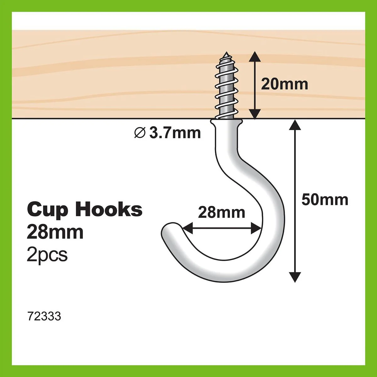Everhang Cup Hooks - 28mm - PVC - Easy to Install - 2 Pack - Image 4