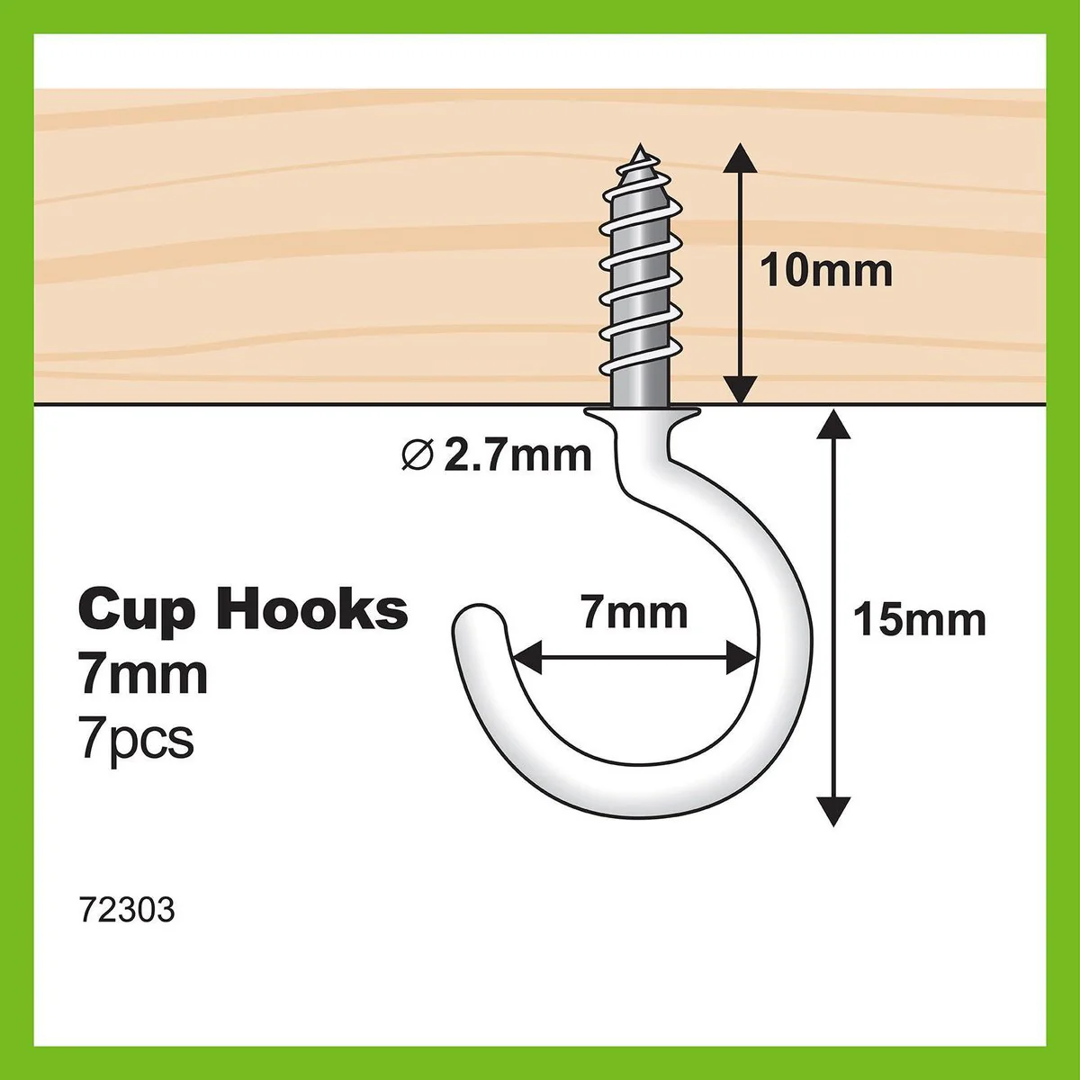 Everhang Cup Hooks - 7mm - PVC - Easy to Install - 7 Pack - Image 2